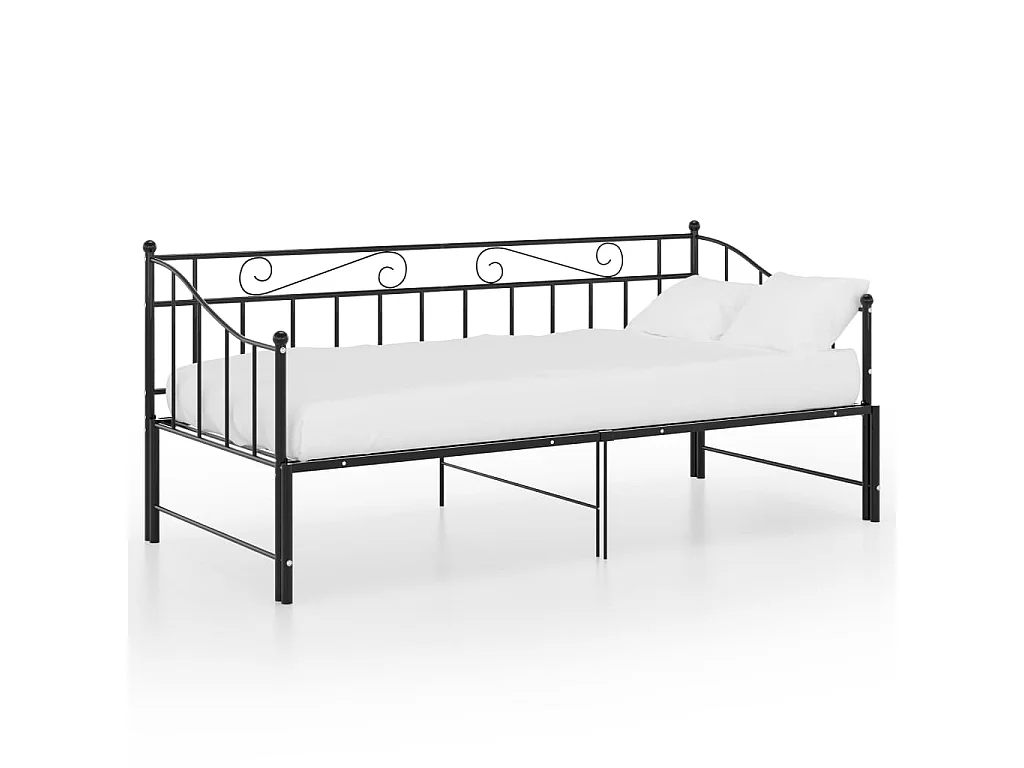 Cadre de canapé-lit extensible Noir Métal 90x200 4
