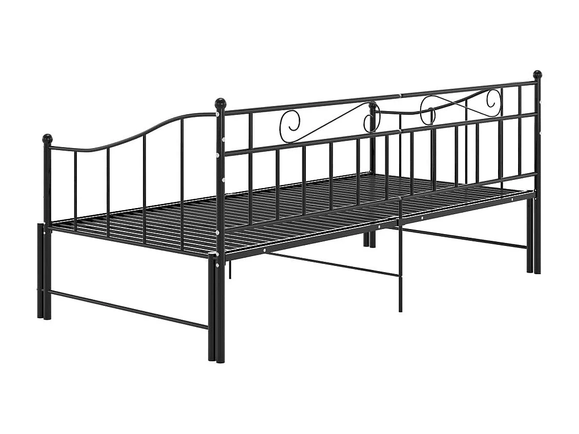 Cadre de canapé-lit extensible Noir Métal 90x200 4