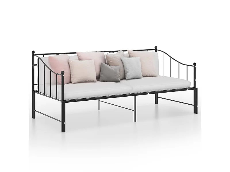 Cadre de canapé-lit extensible Noir Métal 90x200 4