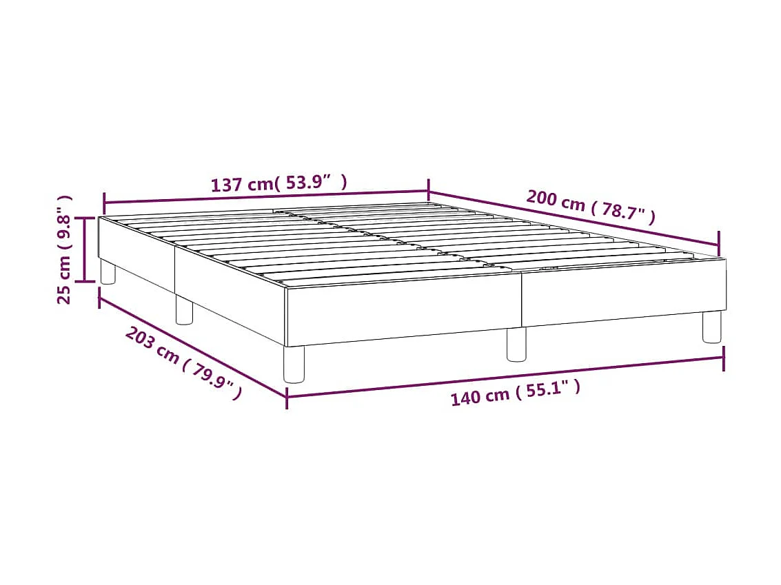 Lit à sommier à ressorts Bleu foncé 140x200 Velours