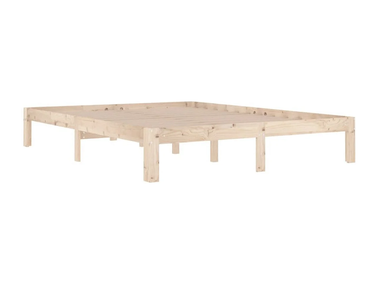 Cadre de lit à lattes en bois de pin massif clair Flora - Style naturel-150x200