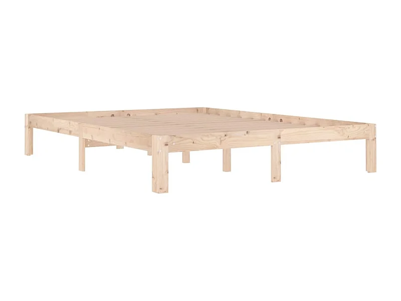 Cadre de lit à lattes en bois de pin massif clair Flora - Style naturel-150x200