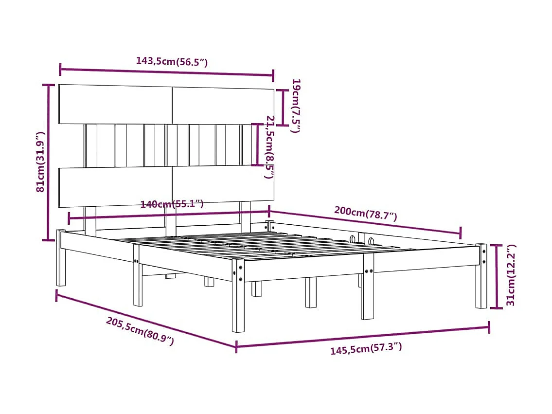 Lit Blanc Bois massif 140x200 5