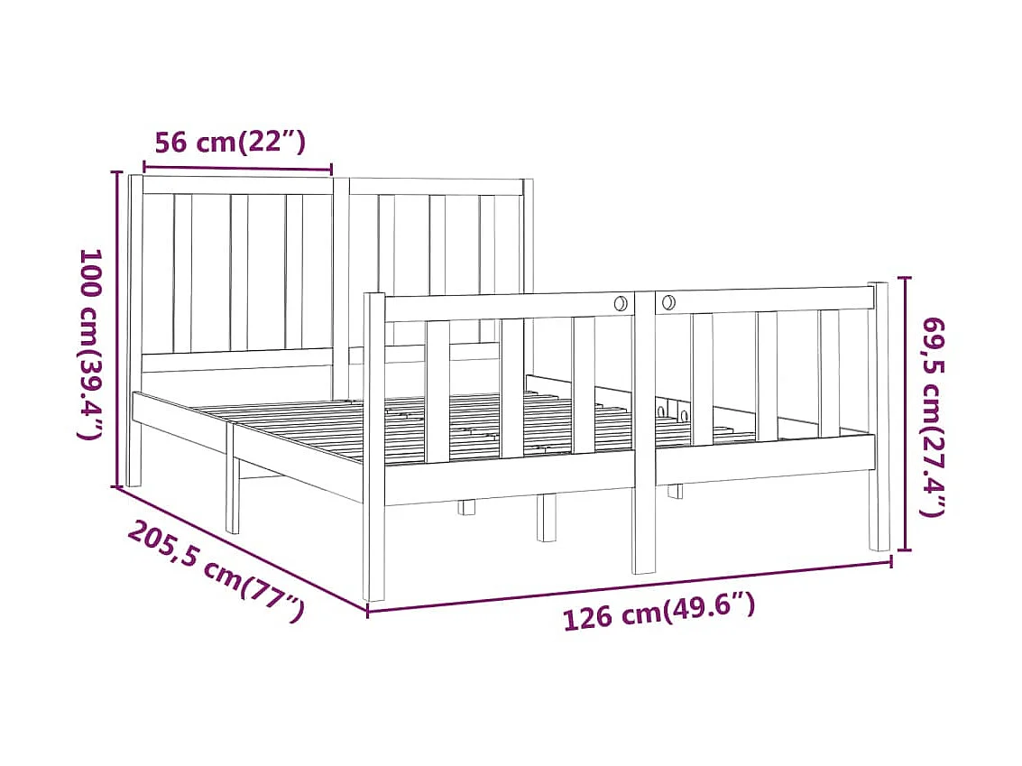 Lit Bois de pin massif 120x200 12