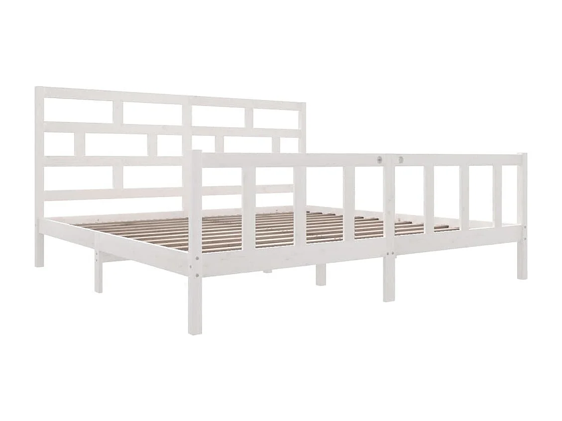 Lit Blanc Bois de pin massif 180x200 Super King 2