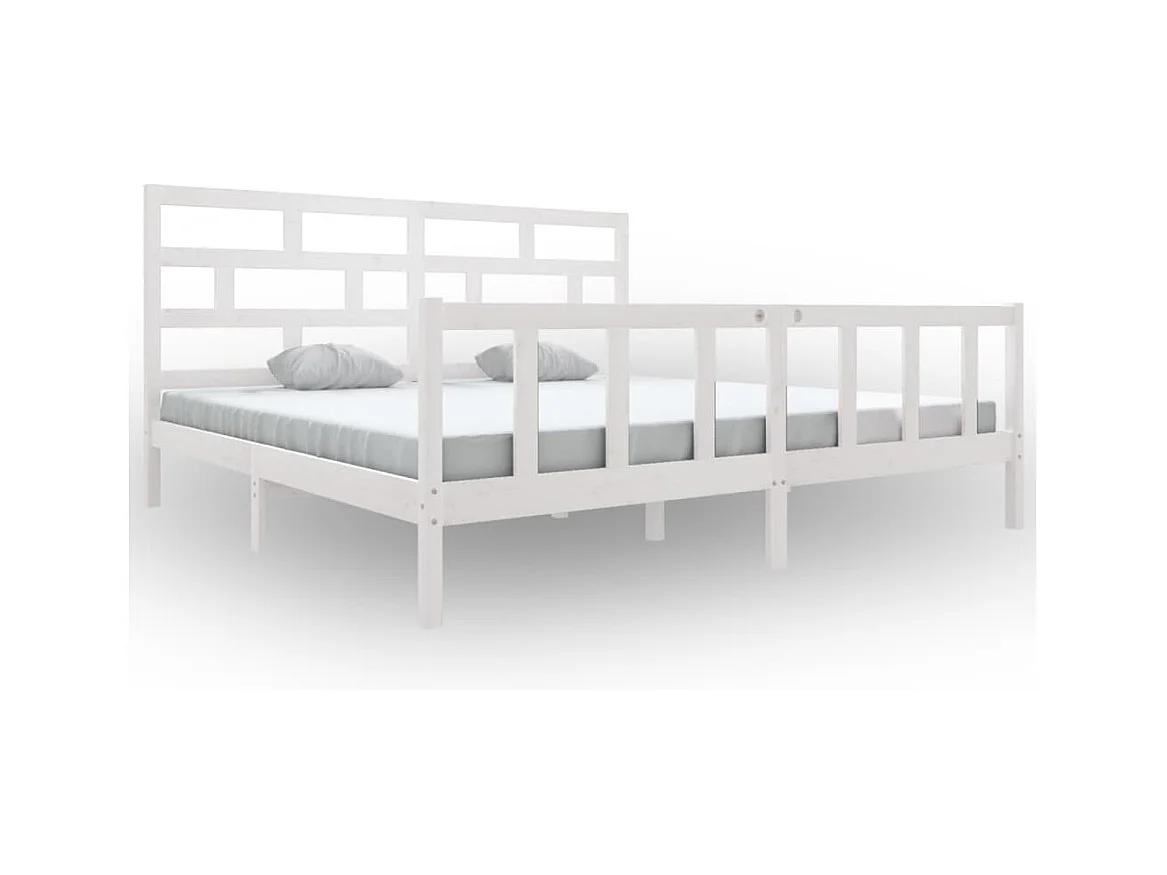 Bedframe massief grenenhout wit 180x200 cm