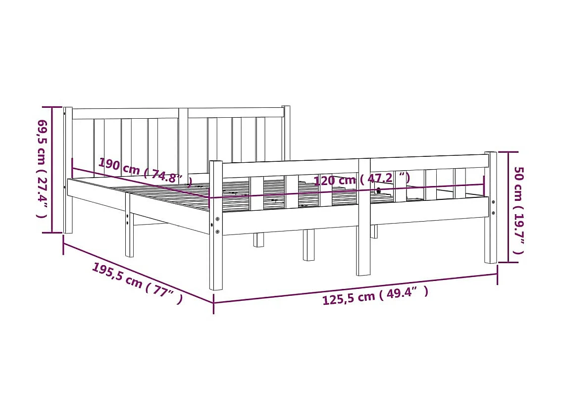 Lit Bois massif 120x190 Petit double 2