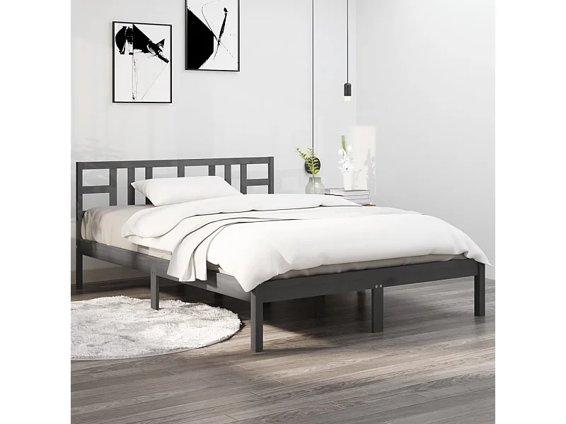 Lit Gris Bois massif 200x200 2