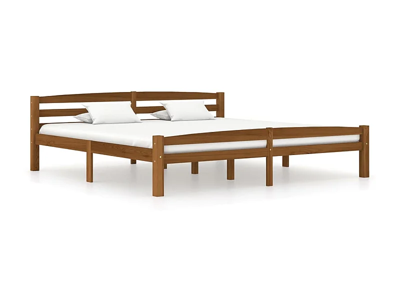 Lit Marron miel Bois de pin massif 200x200 9