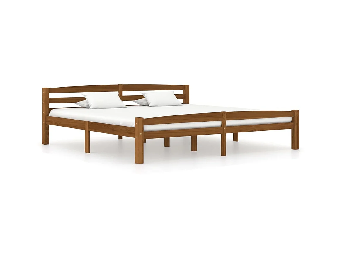 Lit Marron miel Bois de pin massif 200x200 9