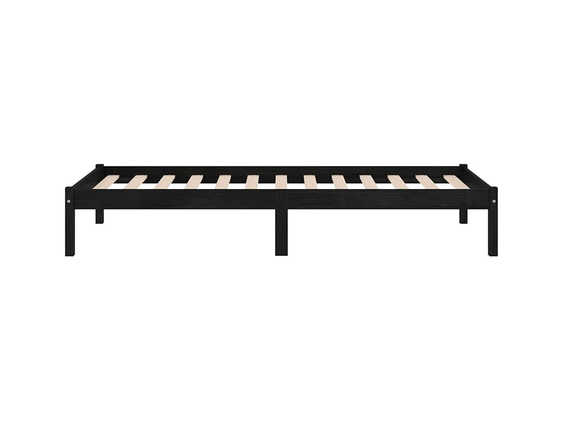 Estructura de cama madera maciza individual negra 75x190 cm