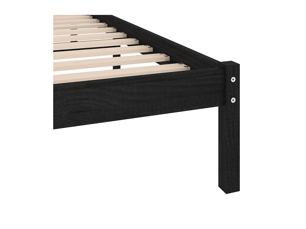 Estructura de cama madera maciza individual negra 75x190 cm