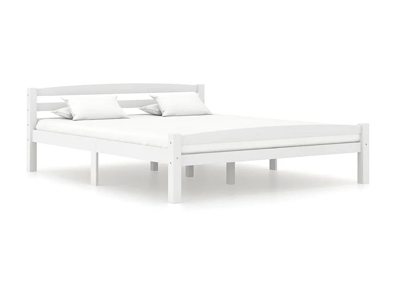 Lit Blanc Bois de pin massif 160x200 9