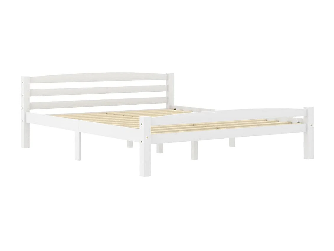 Lit Blanc Bois de pin massif 160x200 9