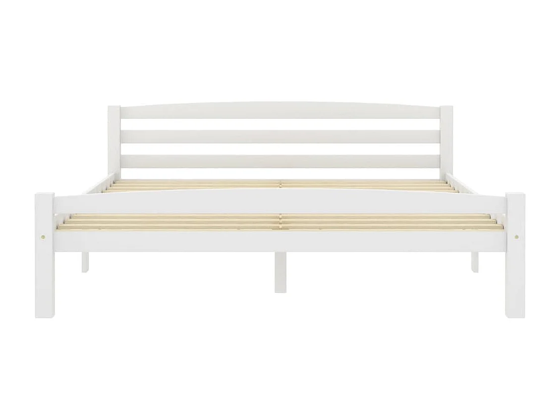 Lit Blanc Bois de pin massif 160x200 9