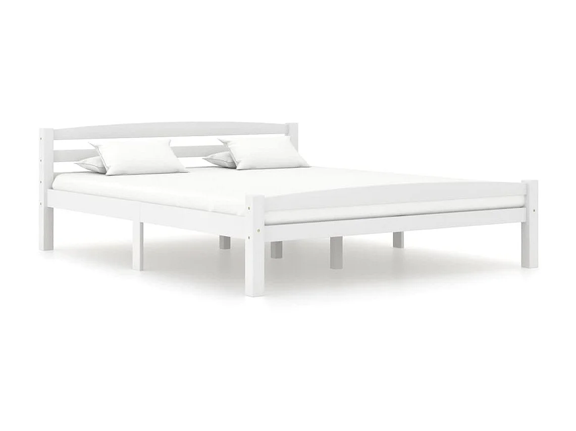 Lit Blanc Bois de pin massif 160x200 9