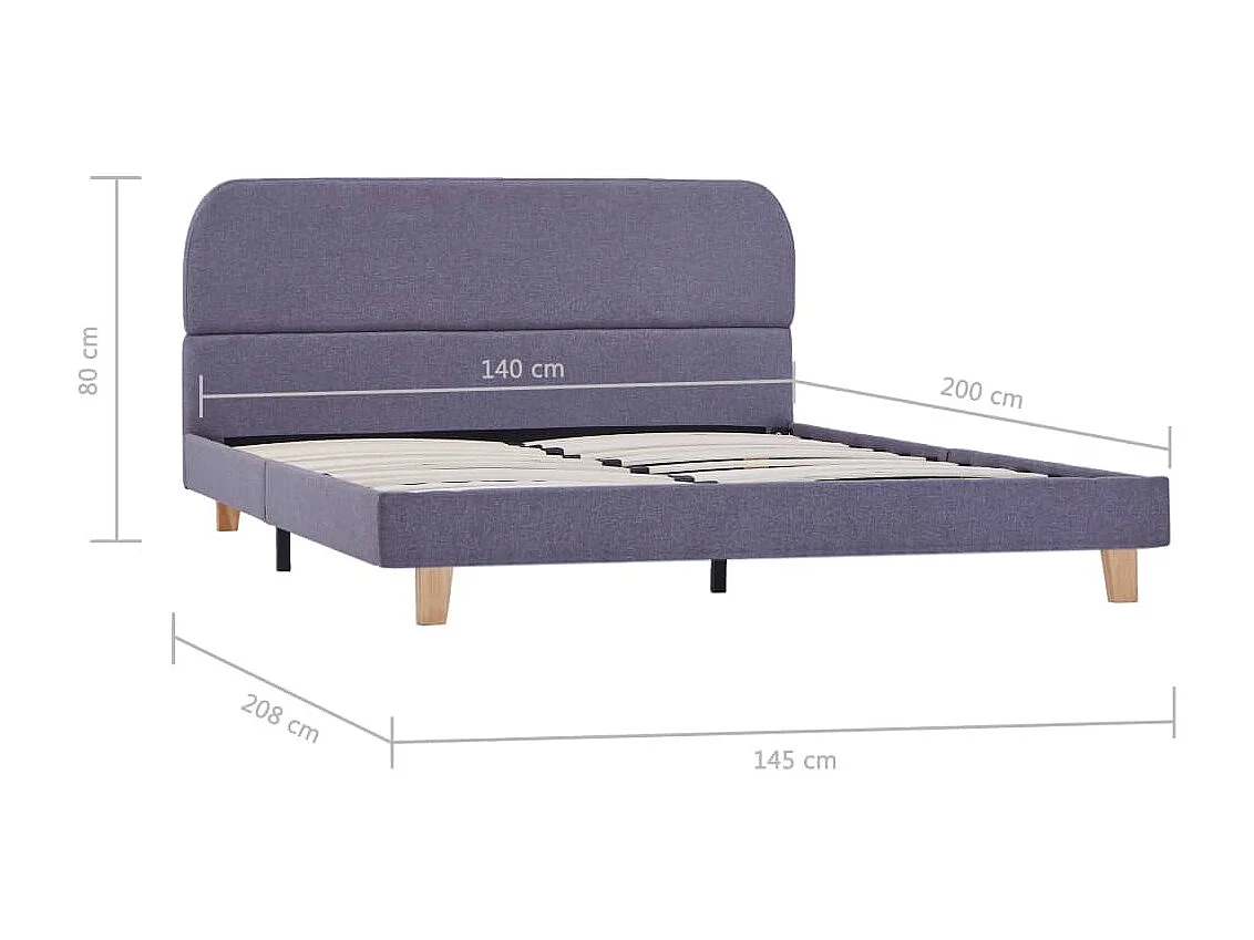 Lit Gris clair Tissu 140x200 11