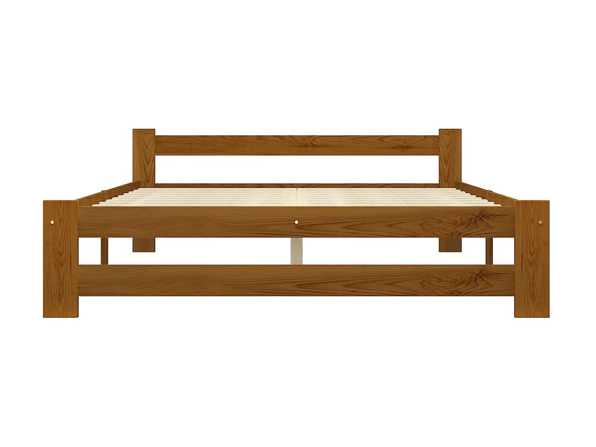 Lit Marron miel Bois de pin massif 160x200 10