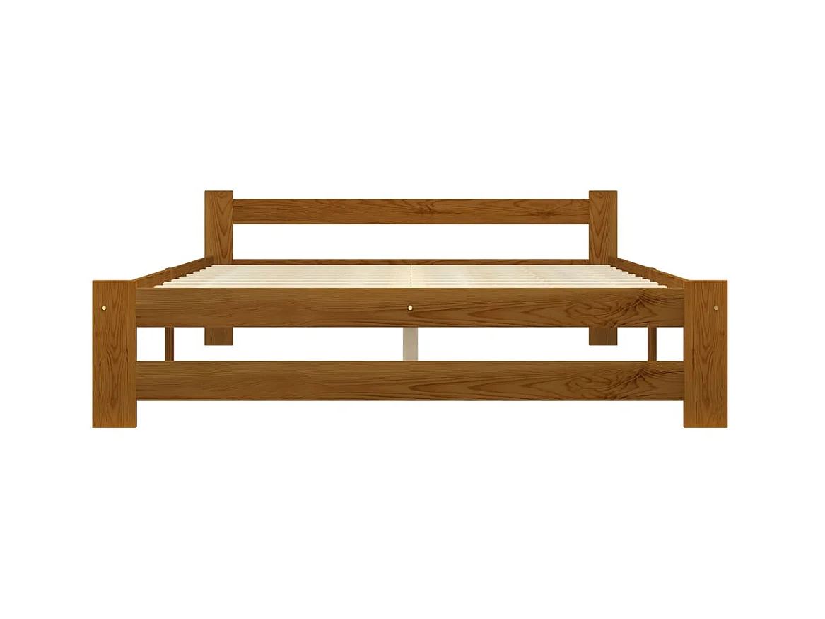Lit Marron miel Bois de pin massif 160x200 10