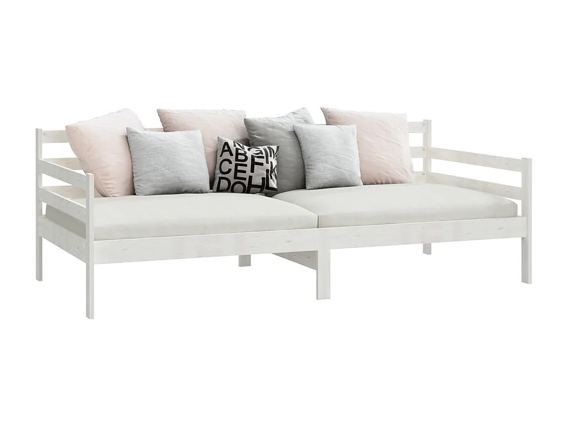 Lit Blanc Bois de pin massif 90x200 4