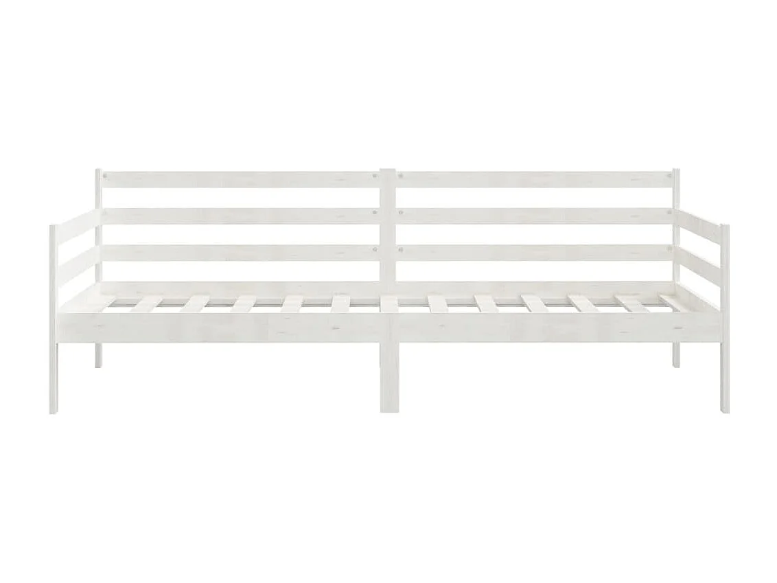 Lit Blanc Bois de pin massif 90x200 4