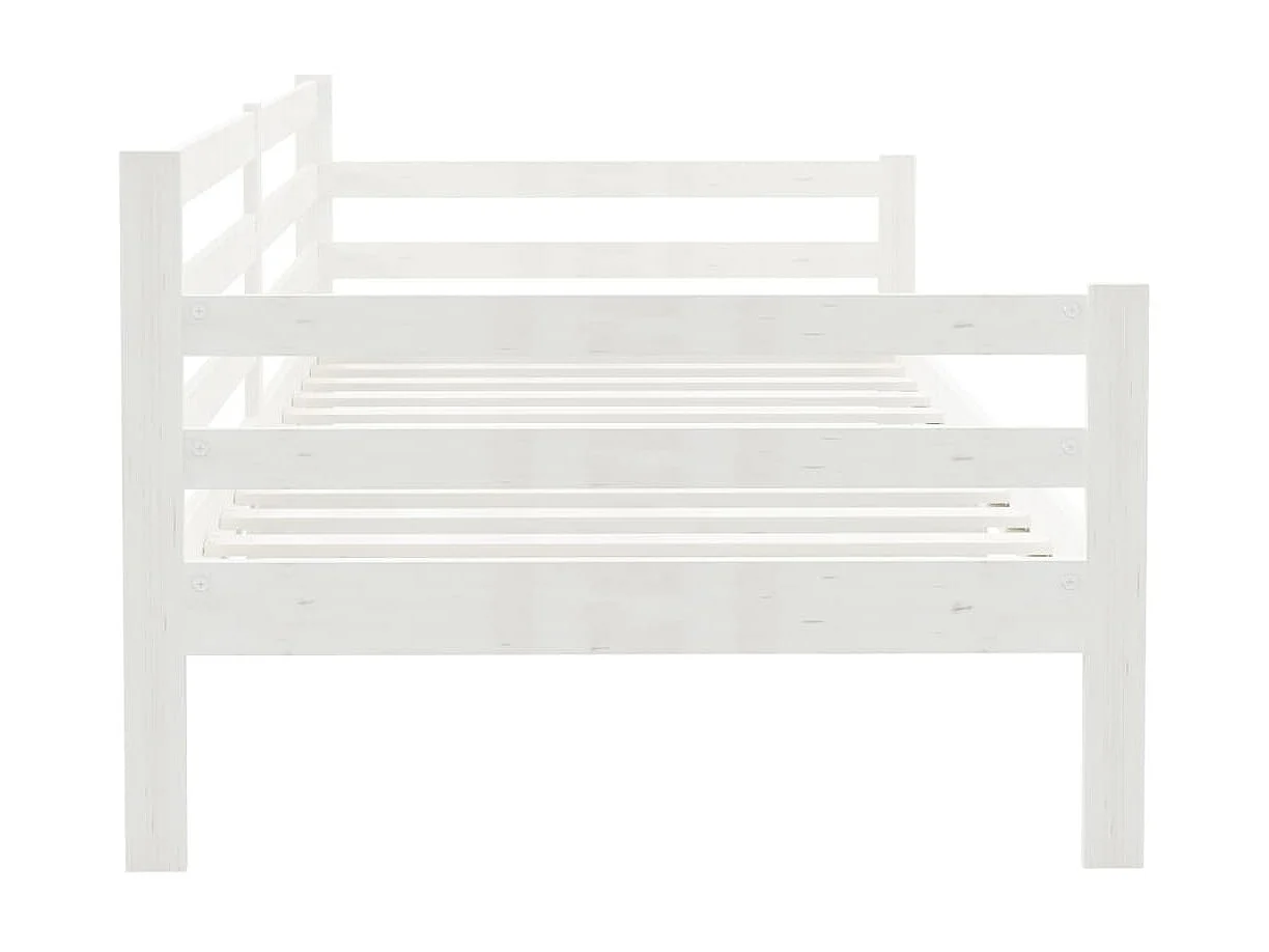 Lit Blanc Bois de pin massif 90x200 4