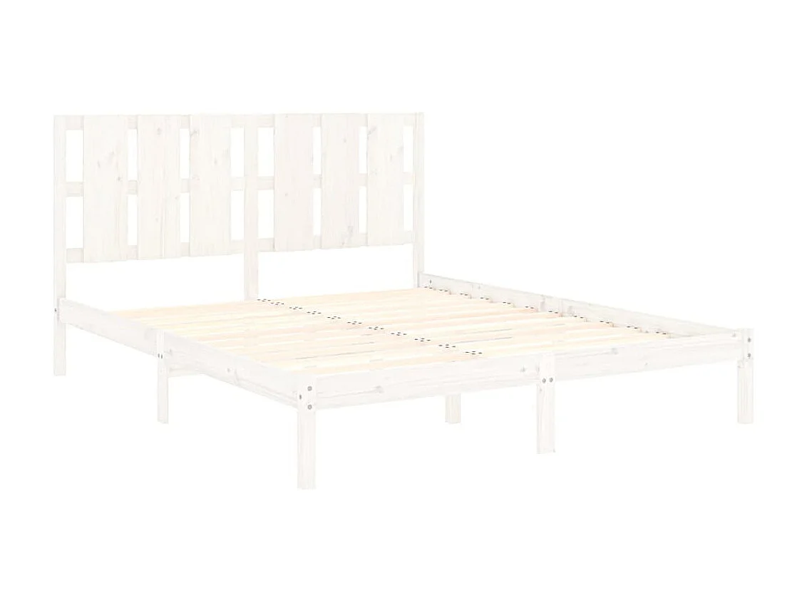 Lit Blanc Bois de pin massif 160x200 7