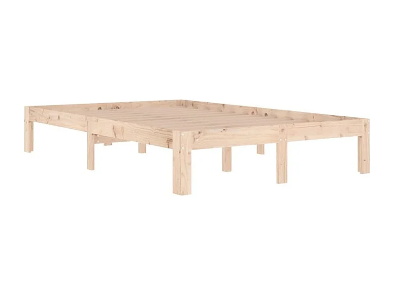 Cadre de lit à lattes en bois de pin massif clair Flora - Style naturel-120x190