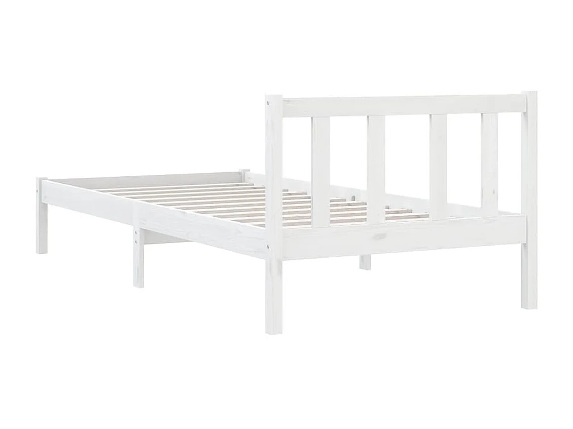 Lit Blanc Bois de pin massif 100x200 11