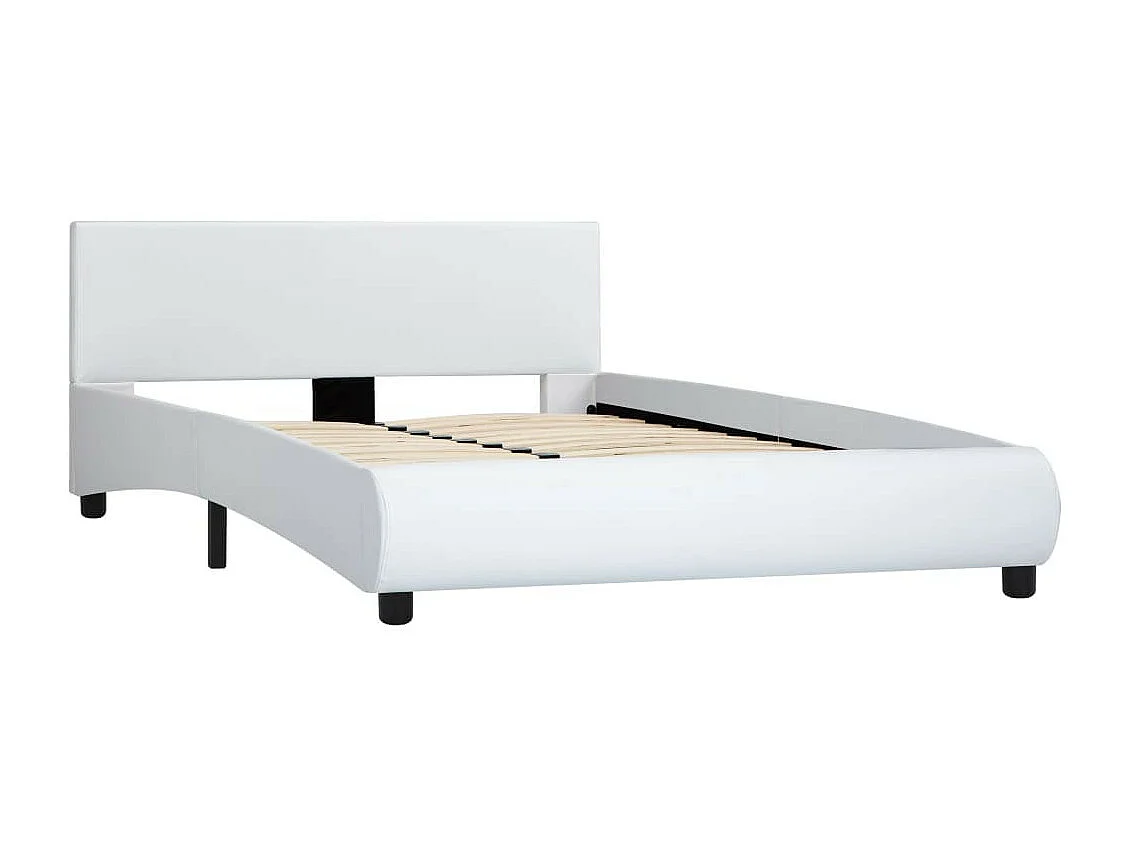 Cadre de lit avec LED Blanc Similicuir 140x200 5