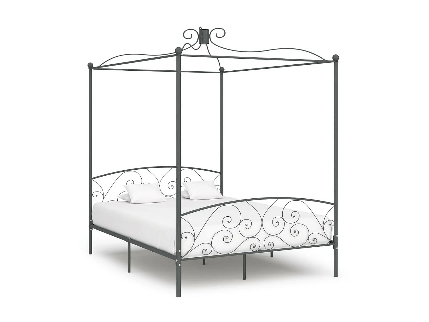 Estructura de cama con dosel metal gris 160x200 cm