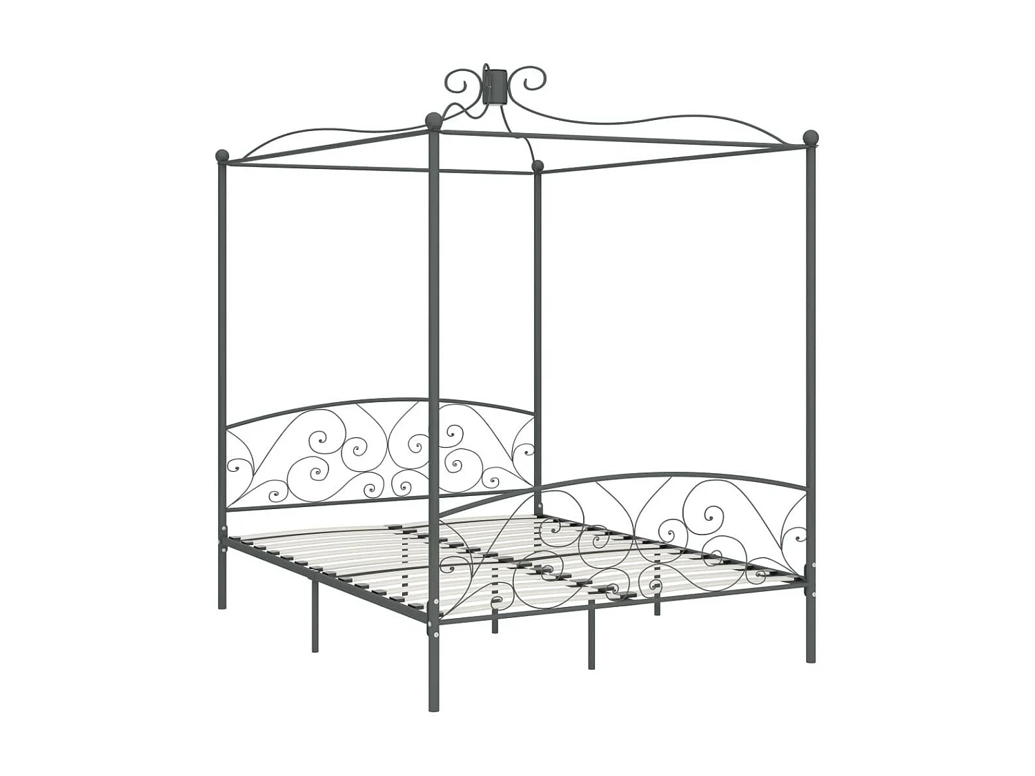 Estructura de cama con dosel metal gris 160x200 cm