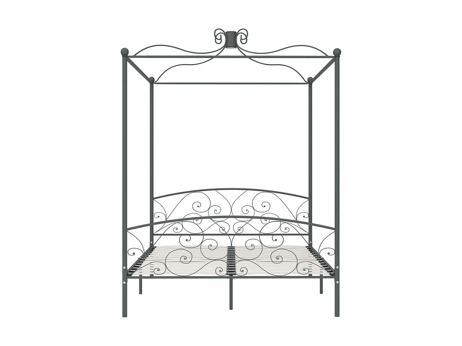 Estructura de cama con dosel metal gris 160x200 cm