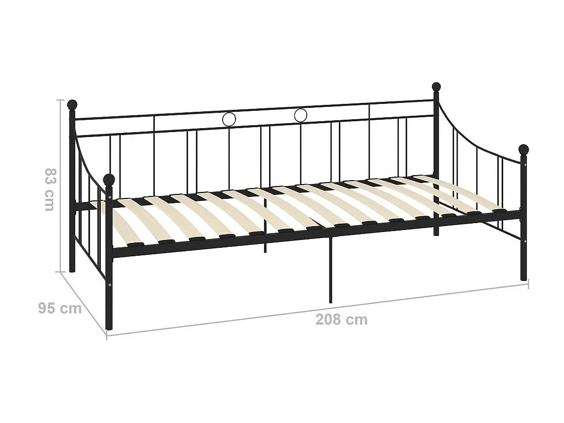 Lit de repos Noir Métal 90x200