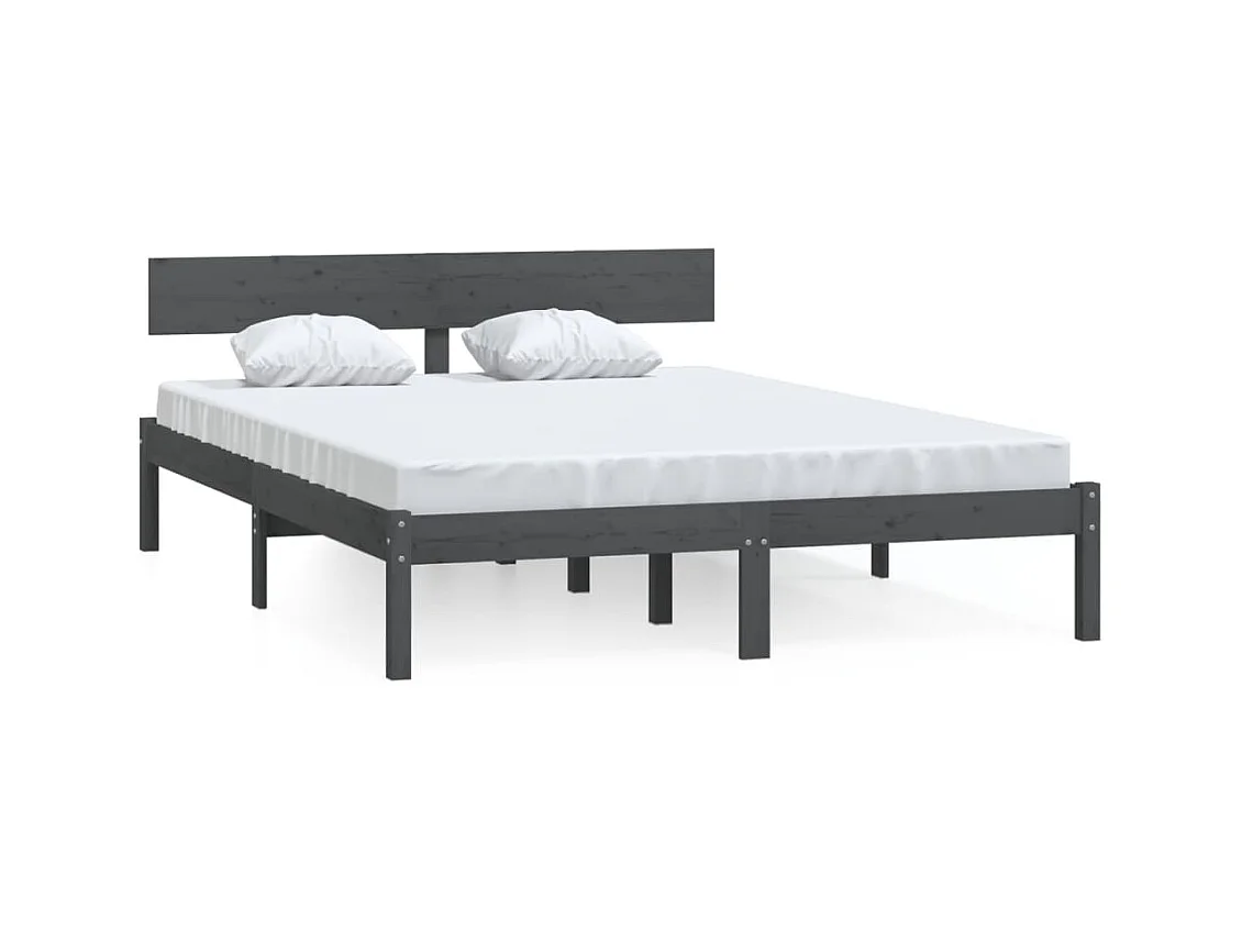 Lit Gris Bois de pin massif 120x190 UK petit double 2