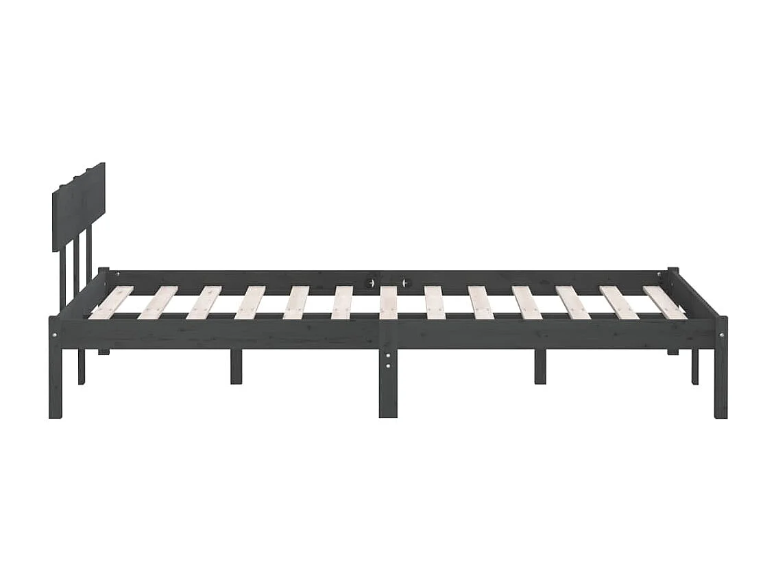 Lit Gris Bois de pin massif 120x190 UK petit double 2