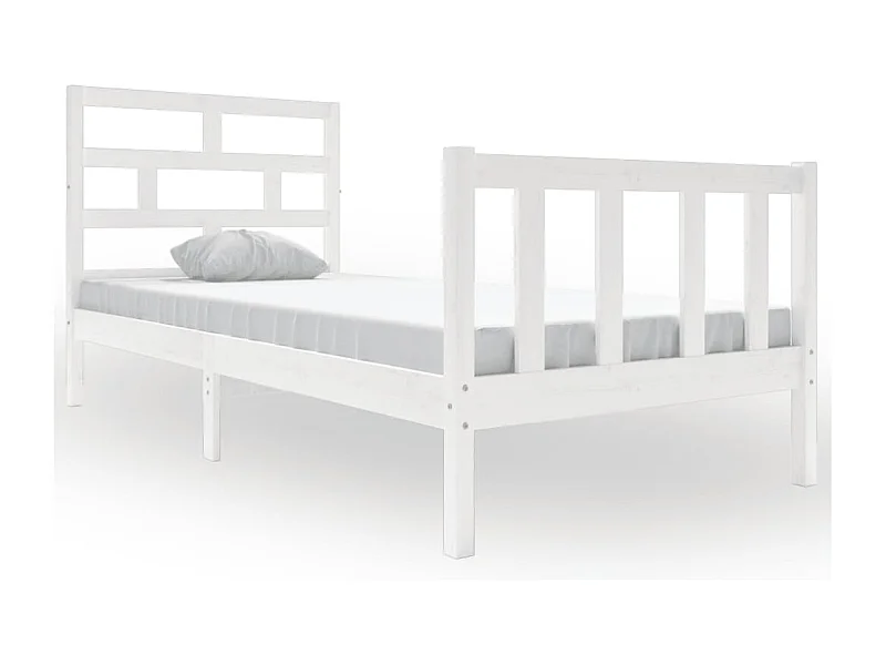 Lit Blanc Bois de pin massif 90x200 11