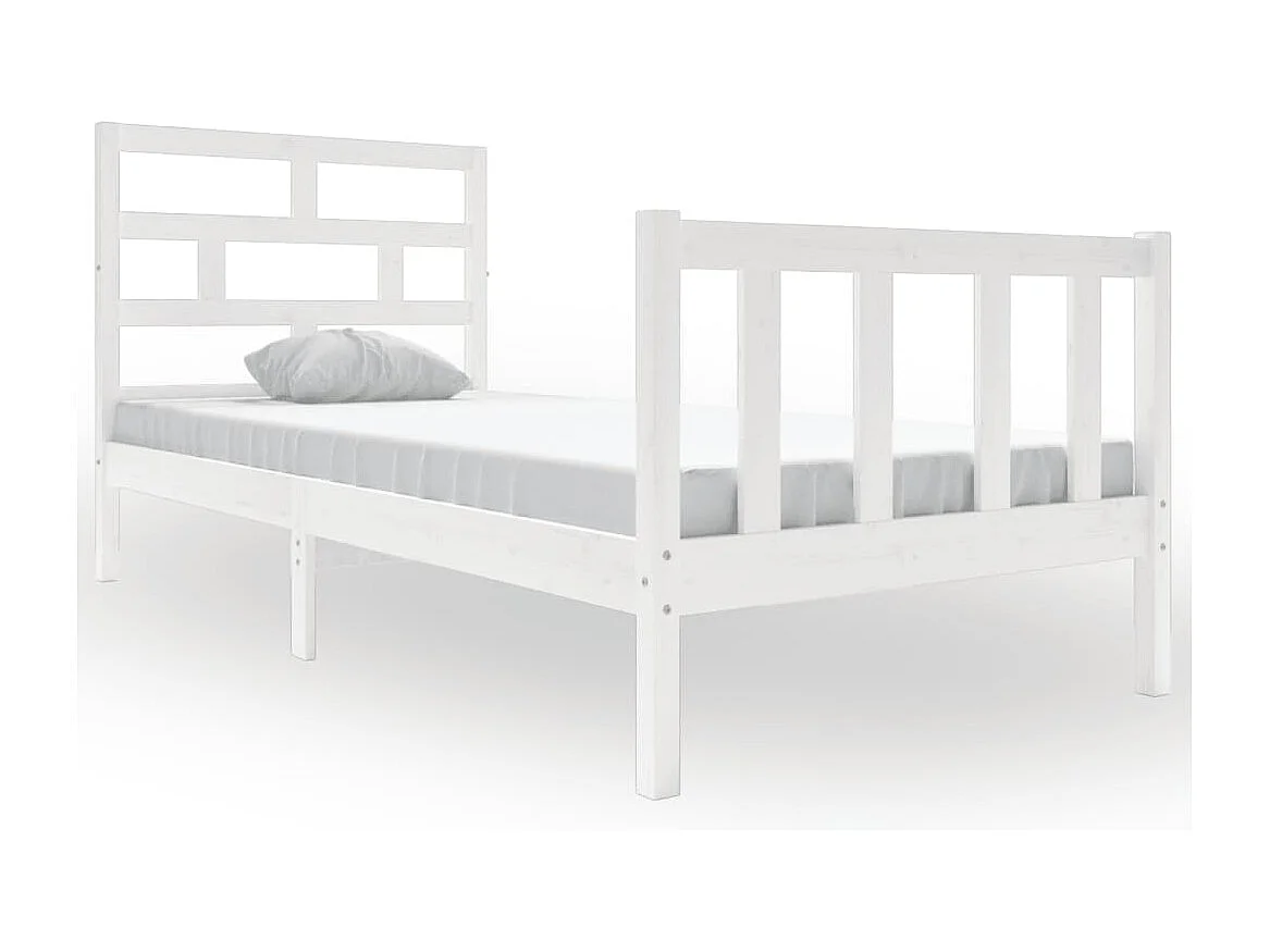 Lit Blanc Bois de pin massif 90x200 11