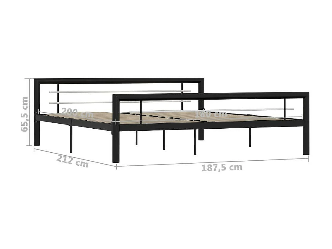 Lit Noir et blanc Métal 180x200