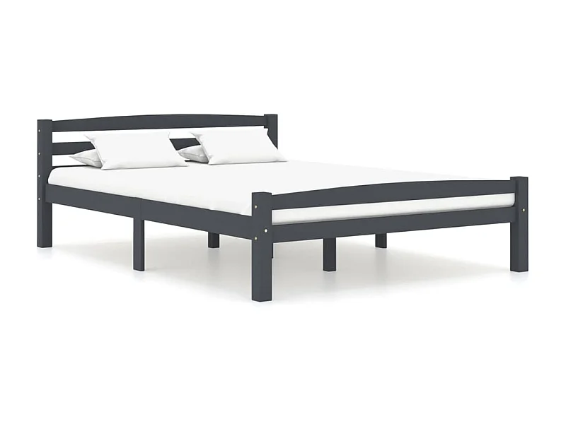 Lit Gris foncé Bois de pin massif 140x200