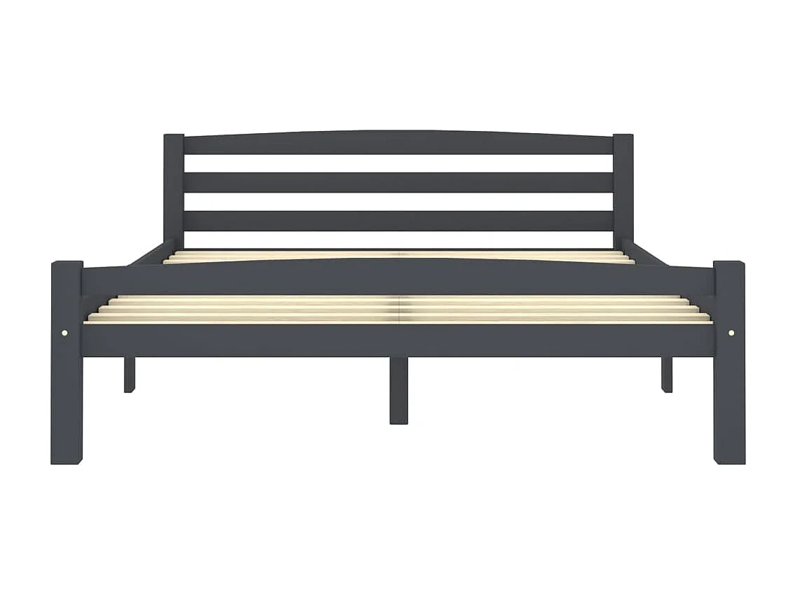 Lit Gris foncé Bois de pin massif 140x200