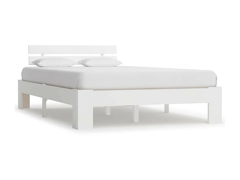 Lit Blanc Bois de pin massif 120x200 3