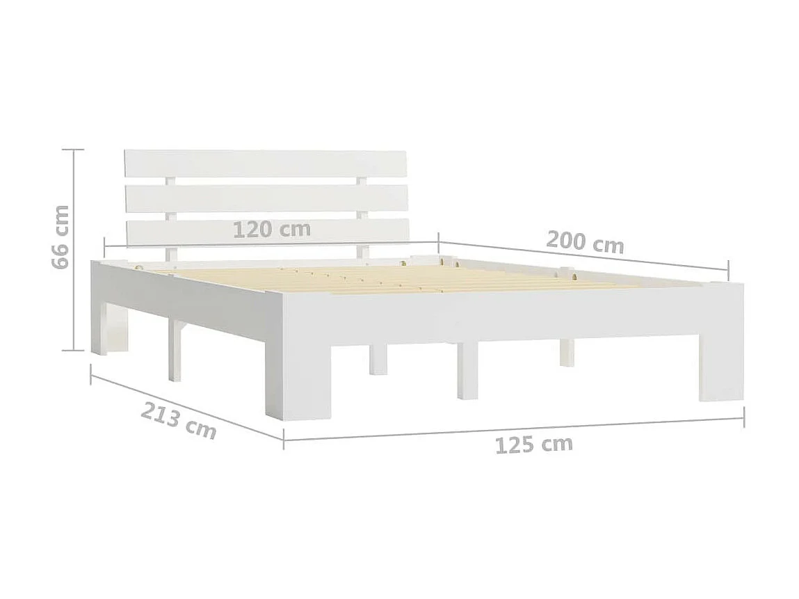 Lit Blanc Bois de pin massif 120x200 3
