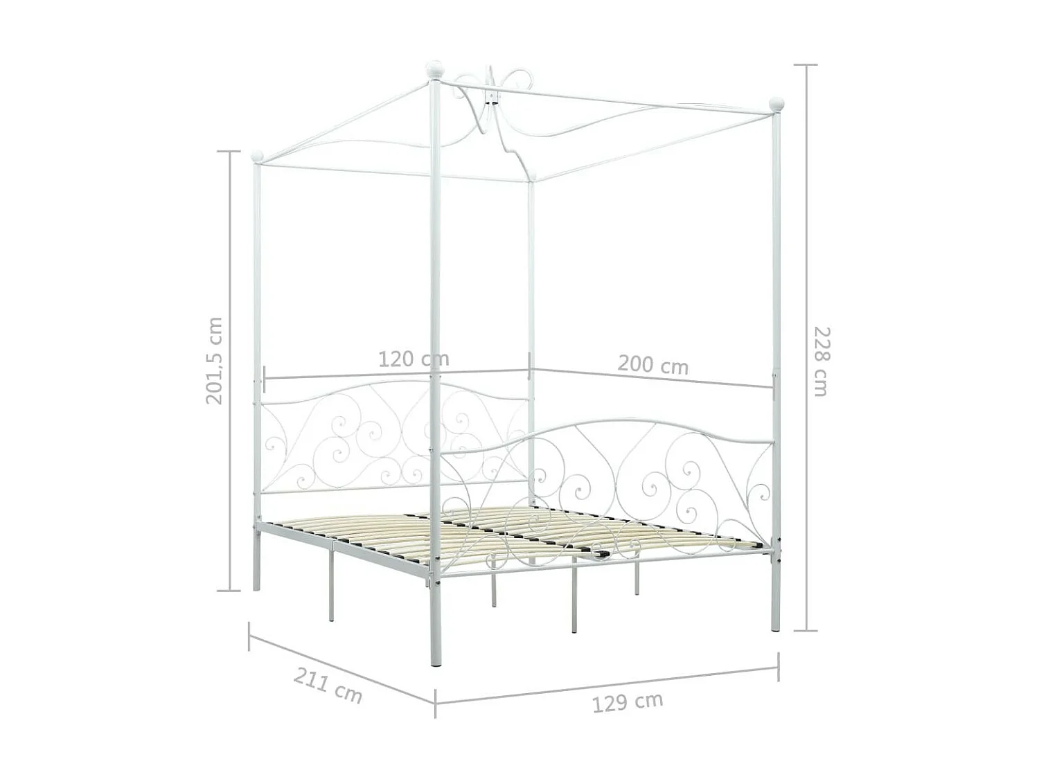 Lit à baldaquin Blanc Métal 120x200 2