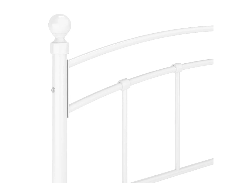 Lit blanc Métal 140x200 tête de lit arrondie Ronda