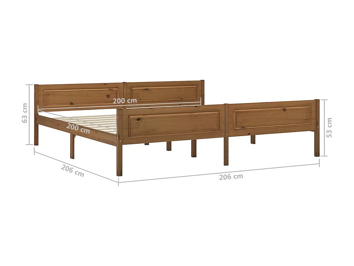 Lit Bois de pin massif Marron miel 200x200