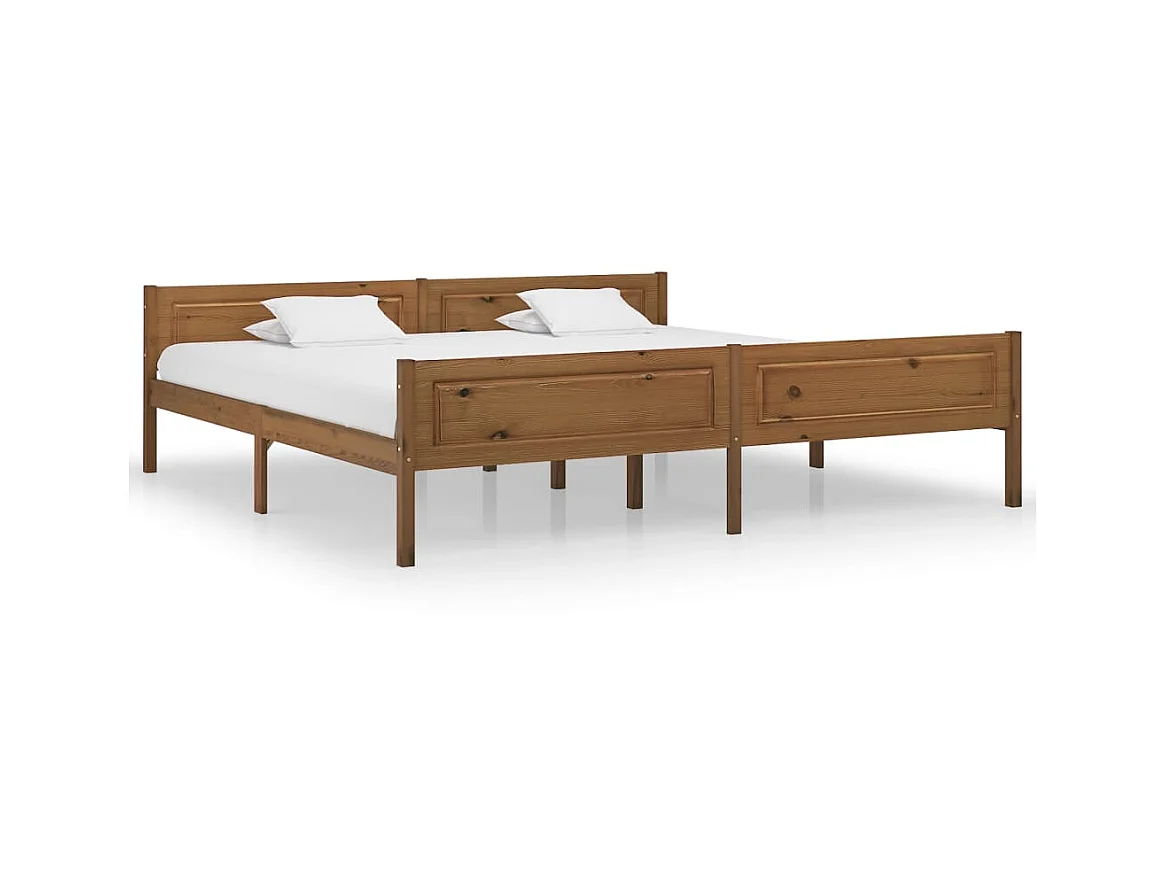 Lit Bois de pin massif Marron miel 200x200