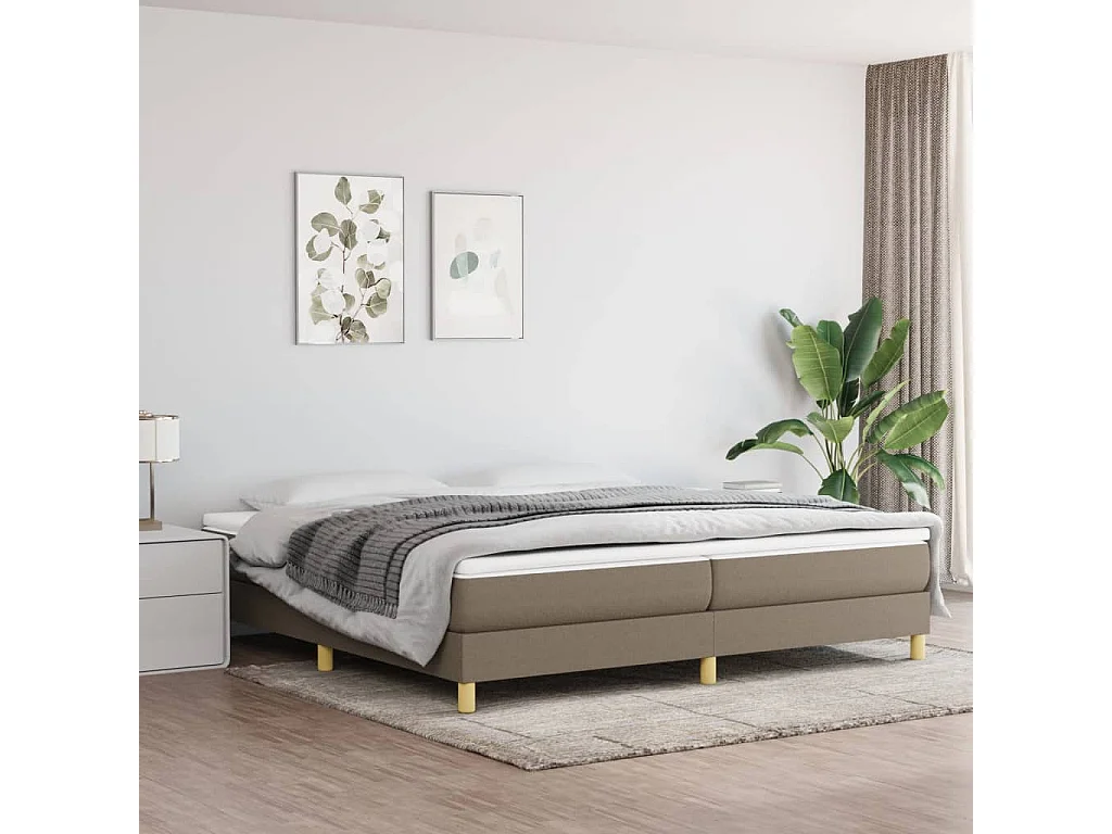 Lit à sommier tapissier avec matelas Taupe 200x200 Tissu