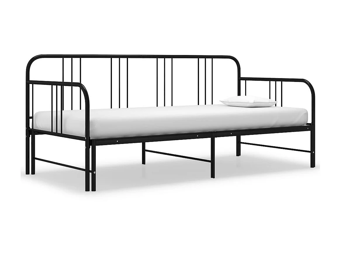 Lit canapé extensible noir en métal 90x200 Volda