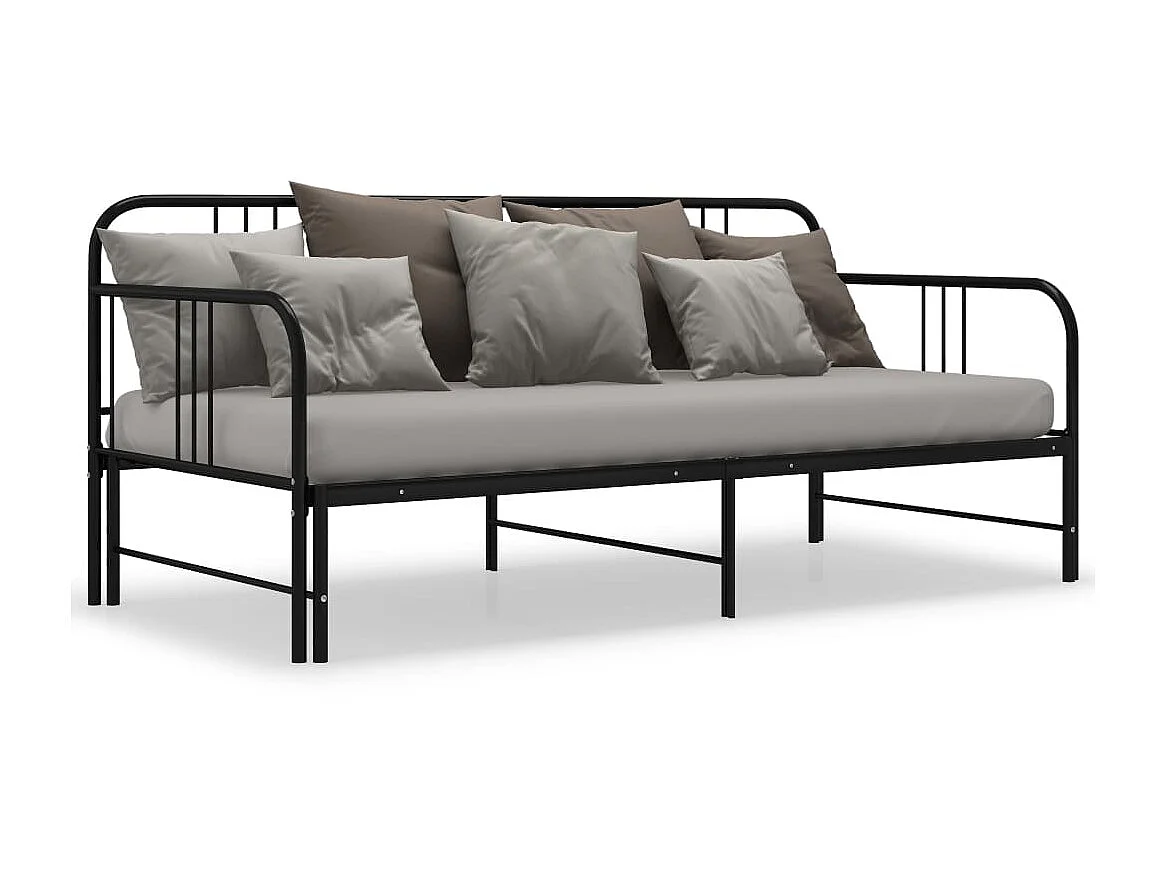 Lit canapé extensible noir en métal 90x200 Volda